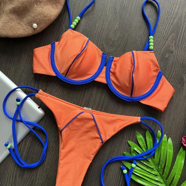 2023 NOUVELLE VENTE HOT VENTE Européenne et américaine Sexie Sexie en deux pièces Splicced Couleur Swimsuit Femmes Bikini de haute qualité