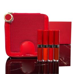 2023 neue heiße verkaufende Originalbestellung hochwertige Damen Red Pipe Lip Glaze 4-teilige Ledertasche Kostenlose Lieferung