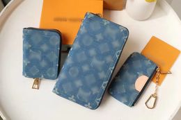 2023 Nieuwe Jacquard Denim Wallet LL10A Mirror Hoogwaardige kaarttas Designer Coin Key Wallet Exquisite Packaging Gratis verzending