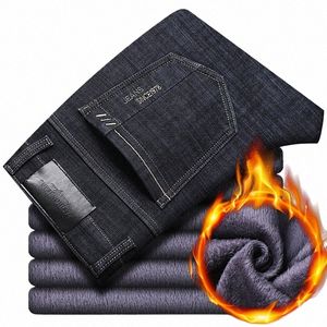 2023 Nouvelle marque de jeans Automne Hiver Jeans Chaud Flocage Chaud Doux Hommes Activités Chaud Polaire Hommes Jeans Noir Bleu Couleurs O06G #