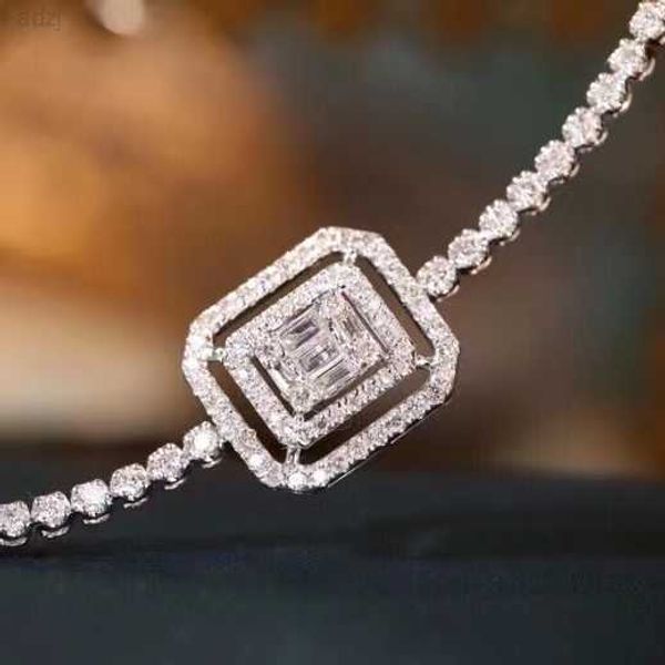 2023 Nouveaux bijoux Design carré Bracelet en or blanc 18 carats Diamants naturels Bracelets porte-bonheur pour femme