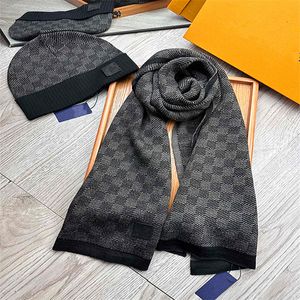 2023 Nieuwe Keep Warm Winter Fashion Designer Hoed SCRANF Set Luxe heren Winter sjaal merk Satijn Gekleed Scarf Skate Skateboard Cap Zwarte vrouw Beanie Neckerchief Set