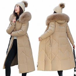 2023 Nieuwe Koreaanse Down Cott Coatwomen Lg Winter Puffer Parka Dikker Warme Capuchon Cott Gewatteerde Jas Jas Rits overjas P6r1 #