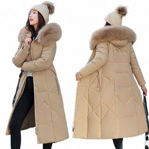 2023 Nouveau coréen Down Cott CoatWomen Lg hiver Puffer Parkas épaissir chaud à capuche Cott-rembourré veste manteau fermeture éclair pardessus P6r1 #