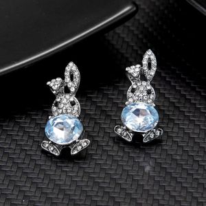 2023 nuevos pendientes coreanos de conejo de circón para mujer, bonitos pendientes de cristal de ópalo de animales, joyería elegante de moda, regalo de fiesta G230602