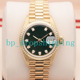 2023 New Lady Watch 31 mm Black Dial Drill nail time mark Gold Stainless Steel Band Automatic Mechanical Asia 2813 Movement Lady Horloges Gift