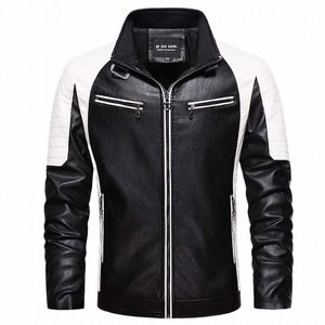 2023 Nueva chaqueta de cuero Bomber Chaqueta de motocicleta Hombres Negro Biker PU Chaqueta de béisbol Tallas grandes 7XL Fi Causal Jaqueta Hombre m73g #