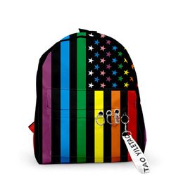 2023 Nieuwe LGBT -mannen en de modetrends van vrouwen leren regelmatig 3D digitale printen Backpack Home Rechte haar Backpacks Pride 230522