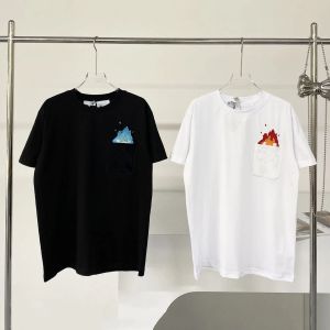 2023 Nieuwe losse vlam T Cartoon Anime borduurzak T-shirt met korte mouwen voor heren en dames