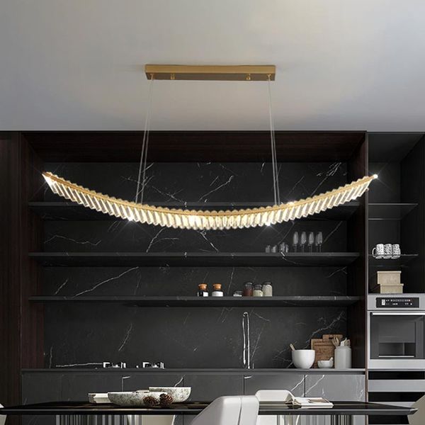 Lampes suspendues en cristal de luxe, décoration intérieure moderne, Long lustre créatif en forme de U pour salle à manger, nouvelle collection 2023