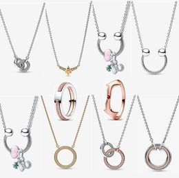 2023 nieuwe luxe designer Kettingen voor vrouwen ring sieraden diamant rose goud sleutelbeen ketting DIY fit Pandoras Moments U-vorm Charm hanger Ketting
