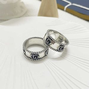2023 Nieuwe luxe hoogwaardige mode -sieraden voor oude Silver Twist Trendsetter Lover Lovers Paar op de Ring High -versie