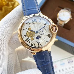 2023 Nouvelles montres de luxe pour hommes Cinq points 46mm Taille automatique Montre mécanique Phase de lune Montres-bracelets de haute qualité Bracelet en cuir de marque de luxe Cadeau de mode