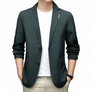 2023 nouveaux hommes Busin décontracté classique kaki Blazers Fi coréen coupe ajustée simple boutonnage costume vestes marque vêtements pour hommes u460 #