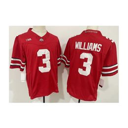 2023 nieuwe mannen college Ohio State Buckeyes jersey rood grijs ncaa Miyan Williams 3 american football wear universiteit volwassen maat gestikte truien