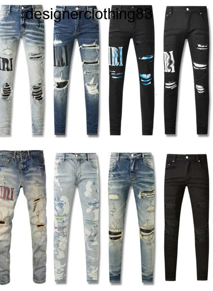 2023 nuevos hombres jeans agujero azul claro gris oscuro Italia marca mujeres pantalones largos pantalones streetwear denim flaco delgado recto biker jean para