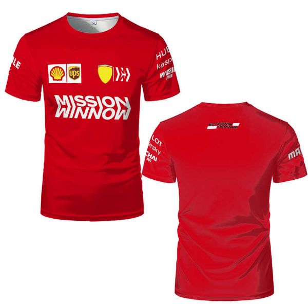2023 nuevas camisetas del equipo F1 para hombres y mujeres 22023 Formula One Racing 3d ropa de calle con estampado de moda de verano cuello redondo Extra grande