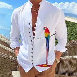 2023 nouveaux hommes chemises décontractées printemps automne 100% coton lin hommes chemises à manches longues couleur unie col montant Style décontracté grande taille