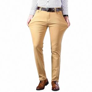 2023 Nouveaux jeans kaki pour hommes Style classique Busin Fi Couleur unie Stretch Pantalon en denim droit Pantalon de marque masculine d3SL #
