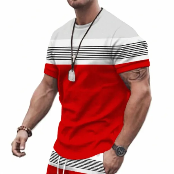 2023 Nouveau T-shirt pour hommes à carreaux imprimé surdimensionné lâche haut pour hommes vacances vêtements décontractés sortie quotidienne T-shirt à manches courtes doux 673G #