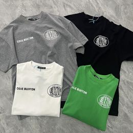 2023 nuevas camisetas para hombres diseñador letra lema impreso camiseta de manga corta puro algodón verde pareja top atlético