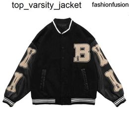 2023 Nouveaux hommes Varsity Jacket Baseball Bomber Femmes Harajuku Os Lettre Patchwork Cuir Streetwear Unisexe College Manteaux Letterman monclair veste