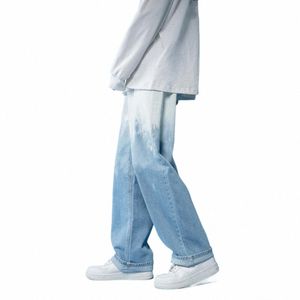 2023 Nouveaux hommes Pantalons Hommes Denim Jeans Dégradé Tie-Dye Respirant Baggy Jeans Taille Moyenne Lg Pantalon En Denim À Jambes Larges Vêtements Pour Hommes U0N2 #
