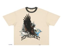 2023 New Men039s and Women039s T-shirt Fashion Design Brand présent039s American Little Eagle Print Sleeve Washing Washed O2267358