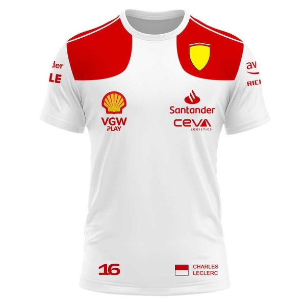 2023 nuevas camisetas para hombres y mujeres F1 Camisetas Racing Red Men Summer Charles Leclerc Carlos Sainz 55 Camiseta para mujeres Driving Sport Children Cloth