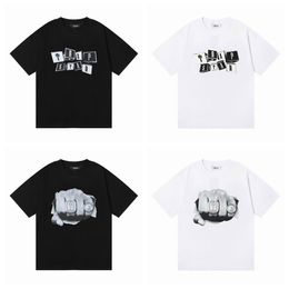 2023 New Mens Trapstar T Shirt Traje de manga corta con estampado Chenille Womens Tees Negro Blanco Algodón London Streetwear Ropa de moda S-XL Anillo blanco negro