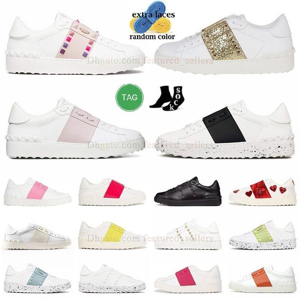 2023 nuevos zapatos de San Valentín para mujer para hombre negro blanco azul marino rosa azul dorado rojo picos remaches entrenadores mocasines vestido casual zapato cuero zapatillas de deporte de San Valentín nosotros 12