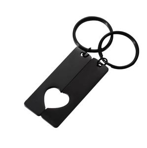 2023 Nieuwe spiegel Pools roestvrij staal 10 paren Love Heart Keychain voor koppels vriendschap vrouwen mannen sleutelring sieraden cadeau
