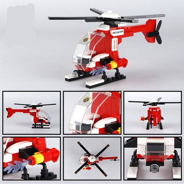 2023 New MOC Firefighter Helicopter Aircraft Series de aviones Fire Plan de construcción Bloques de ladrillos Modelo clásico