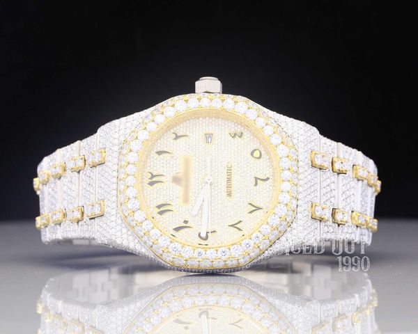 2023 Nuevo Moissanite Diamond Watch Luxury Popular Diamond Diamond Mens Watch Gold Pelted Hip Hop helado WatchMaz4