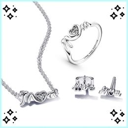 2023 NIEUWE MOEDERS DAG LOVE MOEDER STAP OORRINGEN HART KETTING RING 925 Pure Silver Sieraden Fashion Accessoires Geschenk