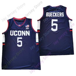 2023 New NCAA Connecticut UConn Huskies Basketball Jersey 5 Paige Bueckers Marine Taille Jeune Adulte