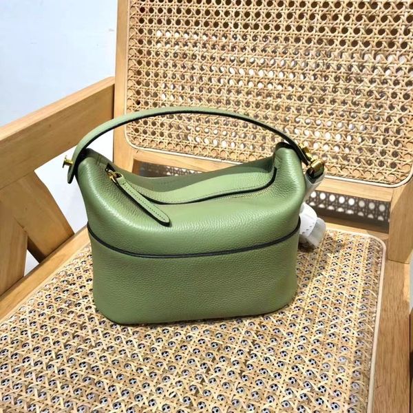 2023 Nuevo nicho rabeanc * o bento lonchera bolsa patrón de lichi cuero de vaca cuero genuino original para hombres y mujeres bolso de hombro único moda Messenger billetera simple