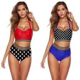 2023 Nieuwe oversized bikini polka stip sexy zwempak split hoog taille zwempak