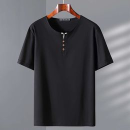 T-Shirt surdimensionné à manches courtes pour hommes, pour jeunes d'été, avec ajout de graisse et manches mi-longues élargies, col à boutons, nouvelle collection 2023