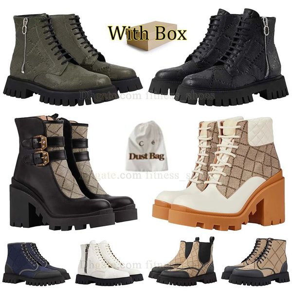 2023 Nouveau modèle Martin Bottes à talons hauts Bottes du désert pour femmes Bottes en cuir Botte de combat à glissière Anow Boot Bottes à lacets Bottines Bottines en caoutchouc à imprimé vintage avec boîte