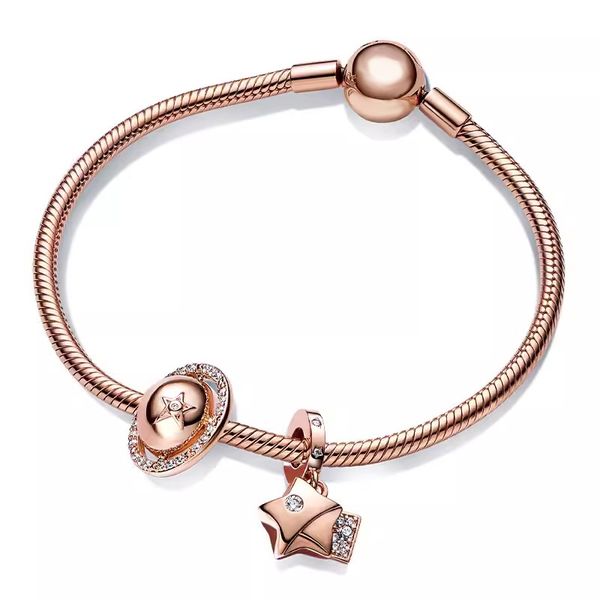 2023 Nouveau bracelet à breloques planète pour femmes pendentif étoile en or rose mode fête créateur cadeau de vacances bijoux bricolage accessoires en argent