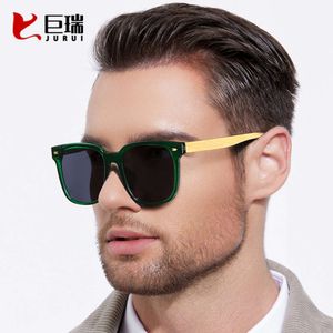 2023 Nouvelles lunettes de soleil polarisées pour hommes femmes, en bambou carré et lunettes de soleil en bois, jambes miroir en bois