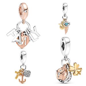 2023 Nieuwe populaire 100 % 925 Sterling zilveren vrouwelijke Pandora Tripod Ladybug Family Letter Hangende kralen Charme is geschikt voor originele armbanden DIY sieraden