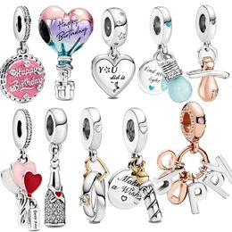 2023 Nouveau Populaire 925 Sterling Silver Bulb Hot Air Balloon Pendentif Charm Perles Convient pour Primitive Pandora Bracelet Femmes Bijoux Cadeau