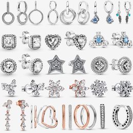 2023 Nouveau populaire 925 Boucles d'oreilles en argent sterling Crown Shiny Love convient au bracelet pandora primitif Accessoires de bijoux 1