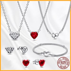 2023 Nieuwe populaire 925 sterling zilveren oorbellen armband ketting driedelige set is geschikt voor primitieve Pandora DIY mode-sieraden accessoires 1