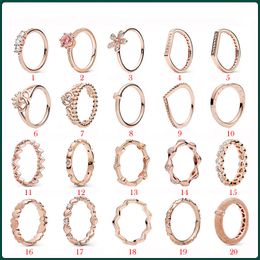 2023 nouveau populaire 925 argent Sterling argent Pandora couronne coeur amour Style polyvalent femmes anneau cadeau mode bijoux accessoires