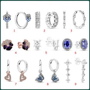 2023 Nieuwe Populaire 925 Sterling Zilver Sterling Zilver Pandora Blauwe Vlinder Liefde Oorbellen Vrouwen Gift Mode-sieraden Accessoires