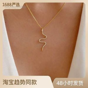 2023 NEW Popular Accessories Full Diamond Long Necklace Personality Fashion Snake Pendant Chain Female Real 14k Gold Jewelry 925 Silver Necklace