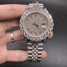 2023 NIEUWE POPULAIRE MEN's Watch Set Diamond Iced polshorloge Handgemaakte diamant ingelegde roestvrij staal Automatische horloges Arabische cijferschaal 43 mm